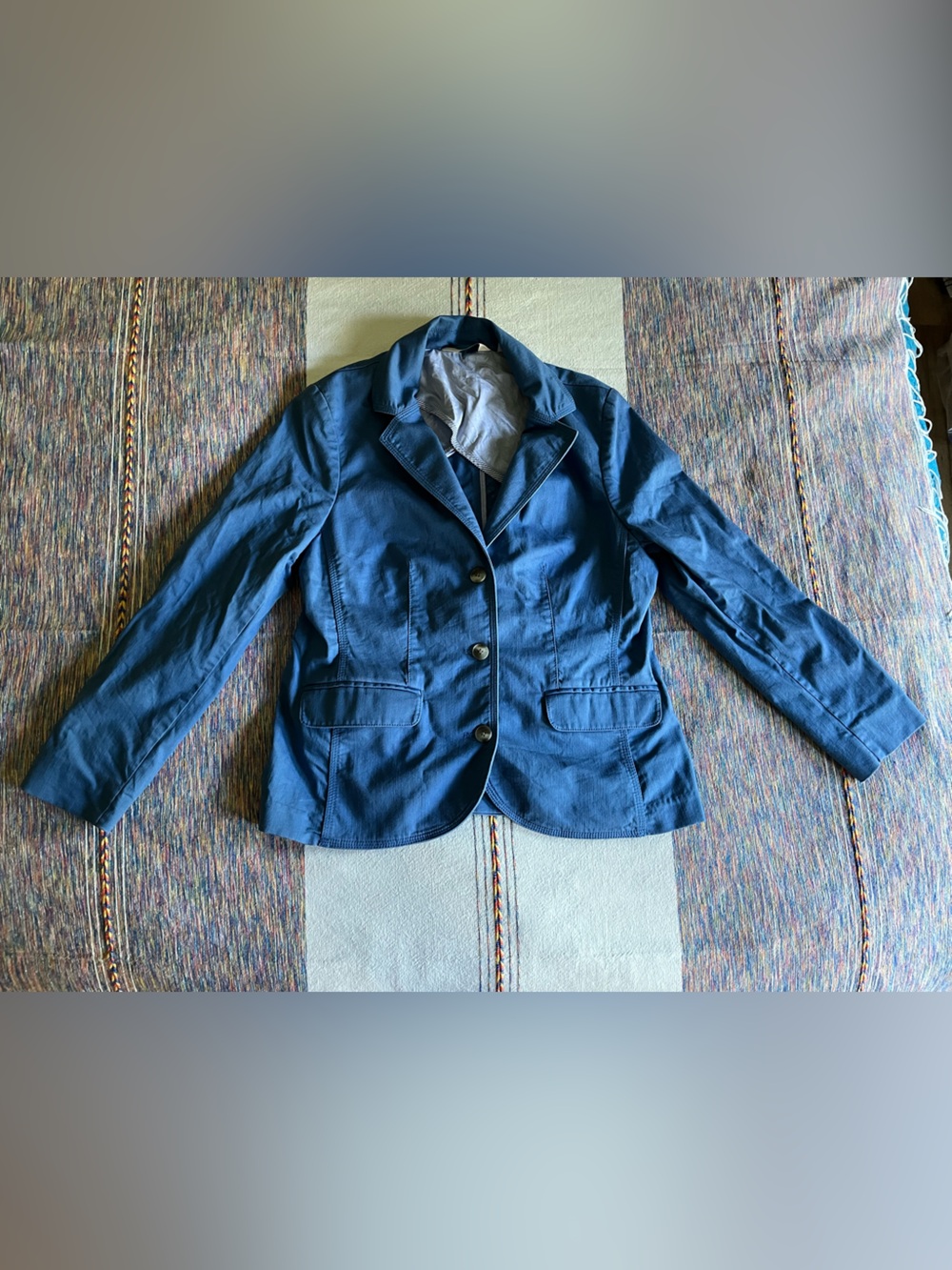 LL Bean Women's Blue Tailored Blazer Jacket Med Petite